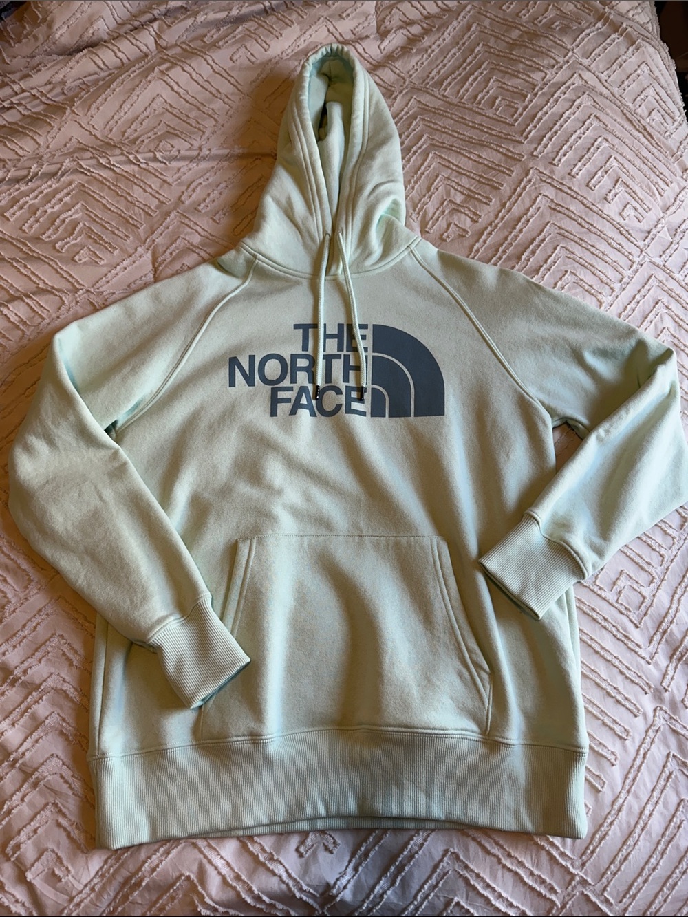 The North Face Light Mint Pullover Hoodie with Navy Logo